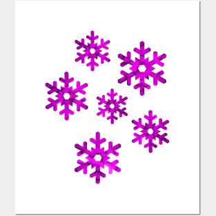 Watercolor Snowflakes (Purple) Posters and Art